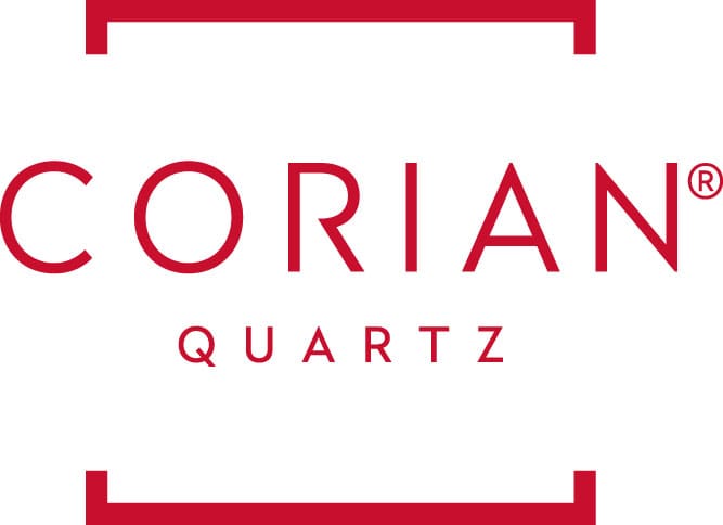 A red and white logo for oriana quartz.