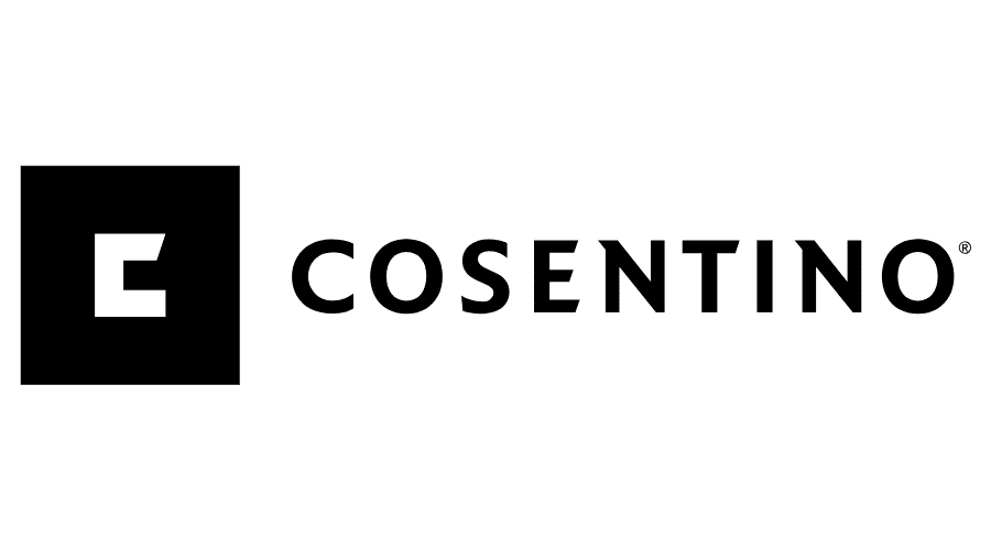 A black and white logo of cosentino