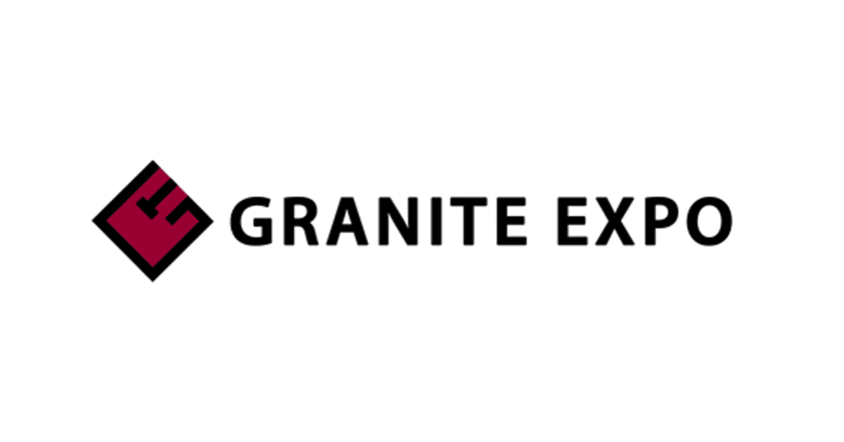 A black and white image of the granite expo logo.